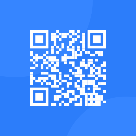 It's a white qr code on a blue background